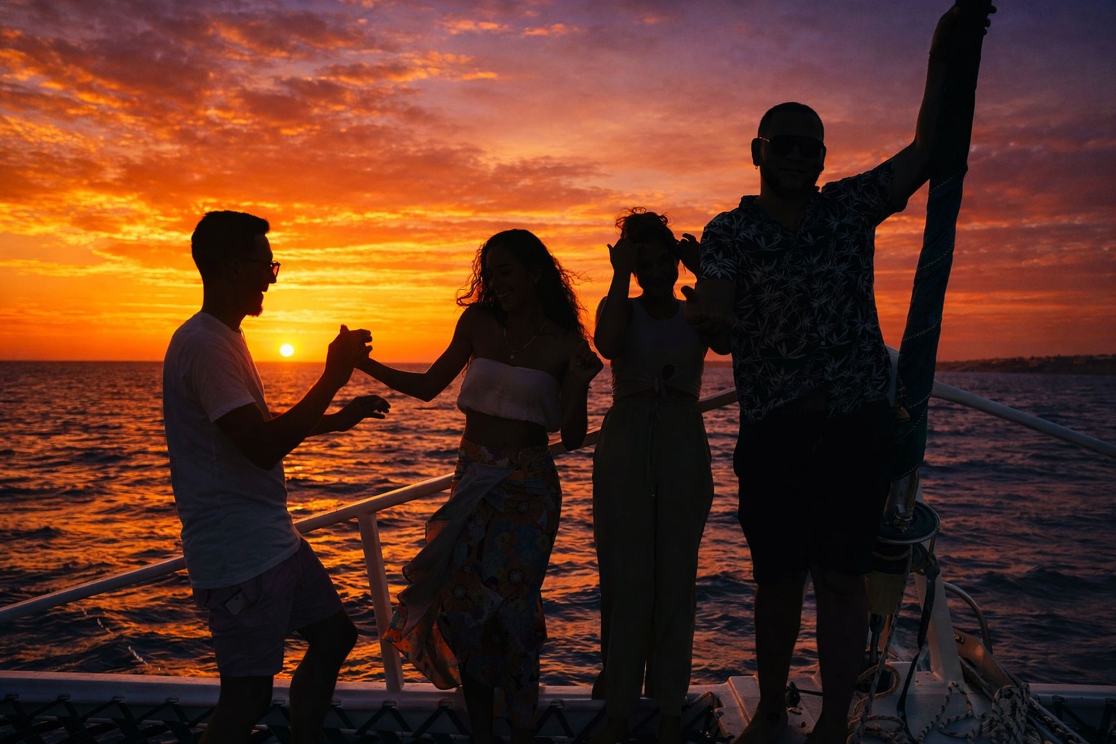 Coucher de soleil entre amis